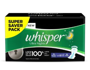 Whisper Ultra Overnight Sanitary Pads XL Wings